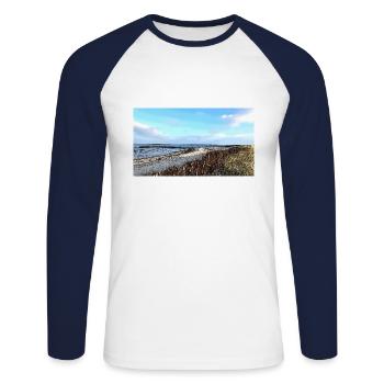 Mer du Nord - T-shirt baseball manches longues Homme - blanc/marine - Devant - Nik (191cm)