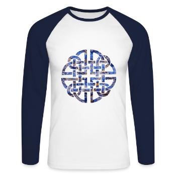 keltischer knoten 8 e 112 - Unisex Baseballshirt langarm - Weiß/Navy - Vorne - Nik (191cm)