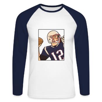 Football (Super Bowl LIII) 2K19 - T-shirt baseball manches longues Homme - blanc/marine - Devant - Nik (191cm)