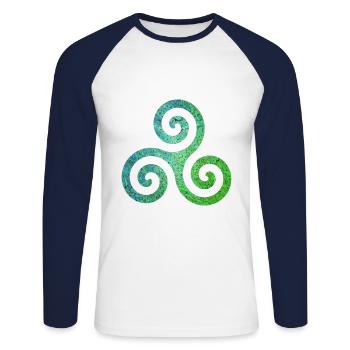 keltisches symbol 1 ebru 5 - Unisex Baseballshirt langarm - Weiß/Navy - Vorne - Nik (191cm)