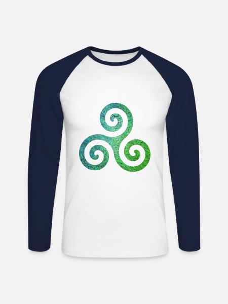 celtic symbol 1 ebru 5 - Unisex Long Sleeve Baseball T-Shirt - white/navy