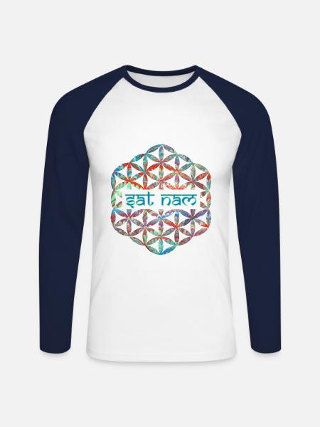 mantra dat nam e 72 - Unisex Long Sleeve Baseball T-Shirt - white/navy