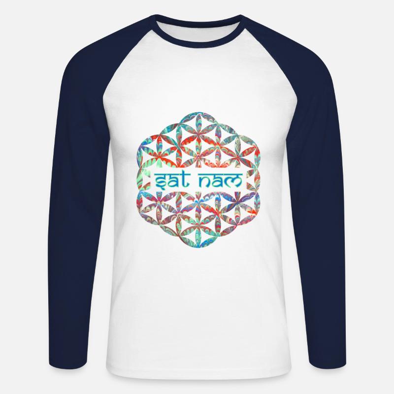mantra dat nam e 72 - Unisex Baseballshirt langarm - Weiß/Navy