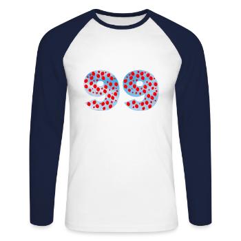 99 ballons - 99 ballons rouges - T-shirt baseball manches longues Homme - blanc/marine - Devant - Nik (191cm)