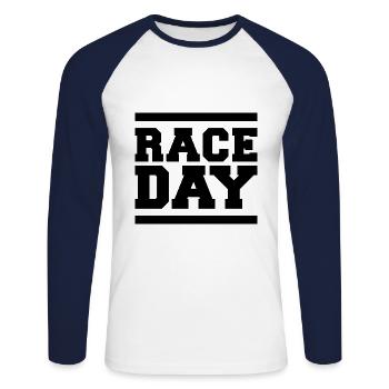 Jour de course Formule voiture Racing Icône Logo Graphique - T-shirt baseball manches longues Homme - blanc/marine - Devant - Nik (191cm)