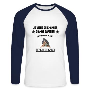 je viens de changer d'ange gardien cadeau humour - T-shirt baseball manches longues Homme - blanc/marine - Devant - Nik (191cm)