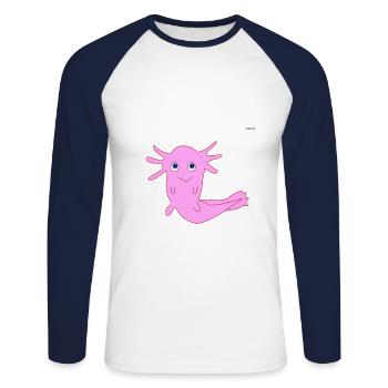 Axolotl - Unisex Long Sleeve Baseball T-Shirt - white/navy - Front - Nik (191cm)