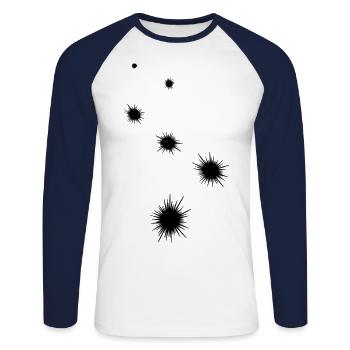 Seeigelicon symbol - Unisex Baseballshirt langarm - Weiß/Navy - Vorne - Nik (191cm)
