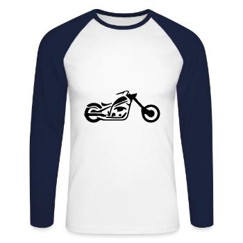 Cadeau de mécanicien motard motard croiseur motard - T-shirt baseball manches longues Homme - blanc/marine - Devant - Nik (191cm)