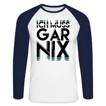 Je dois être GARNIX - T-shirt baseball manches longues Homme - blanc/marine - Devant - Nik (191cm)