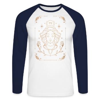 Signe de la Vierge : Constellation du zodiaque - T-shirt baseball manches longues Homme - blanc/marine - Devant - Nik (191cm)