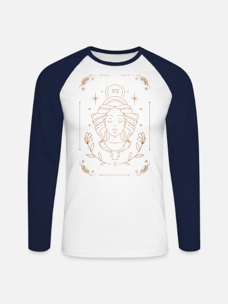 Jungfrau-Zeichen: Sternbild - Unisex Baseballshirt langarm - Weiß/Navy