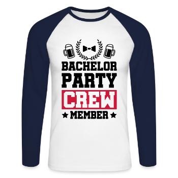 bachelor party crew - T-shirt baseball manches longues Homme - blanc/marine - Devant - Nik (191cm)