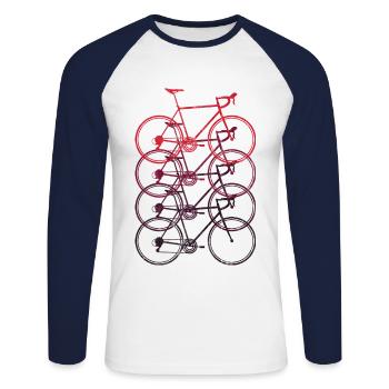Road Bike Bicycle Road Cyclist Cycling Race Gift - Unisex Long Sleeve Baseball T-Shirt - white/navy - Front - Nik (191cm)
