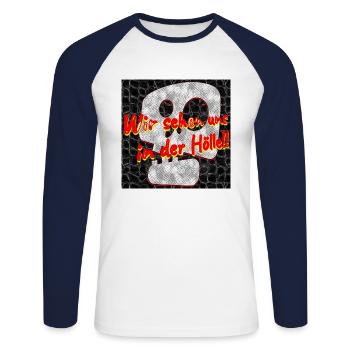 Hölle - Abbild - 2023 - Unisex Baseballshirt langarm - Weiß/Navy - Vorne - Nik (191cm)
