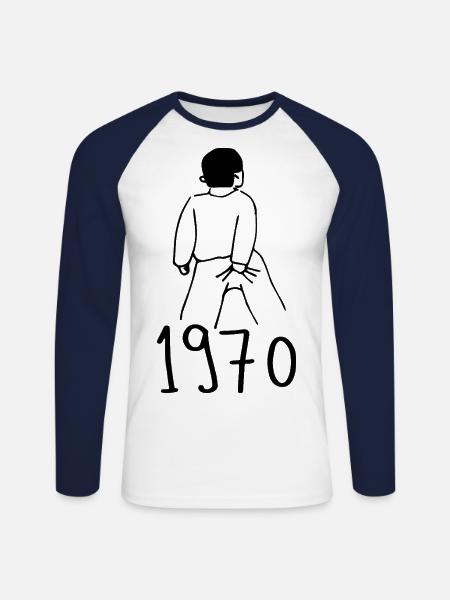 1970 Birthday 1970 - Unisex Long Sleeve Baseball T-Shirt - white/navy