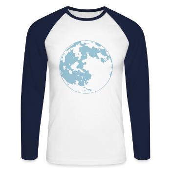 Moon - Brighter Background Edition - Unisex Baseballshirt langarm - Weiß/Navy - Vorne - Nik (191cm)