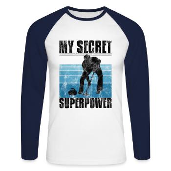 Curling is my Superpower Curler Eisstockschießen - Unisex Long Sleeve Baseball T-Shirt - white/navy - Front - Nik (191cm)