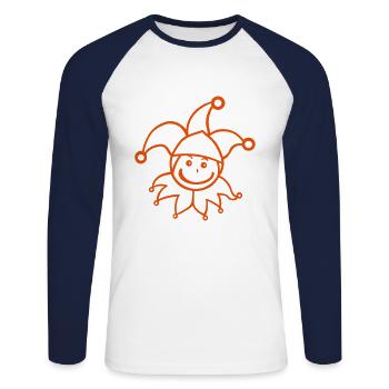 Harlekin Gesicht - Unisex Baseballshirt langarm - Weiß/Navy - Vorne - Nik (191cm)