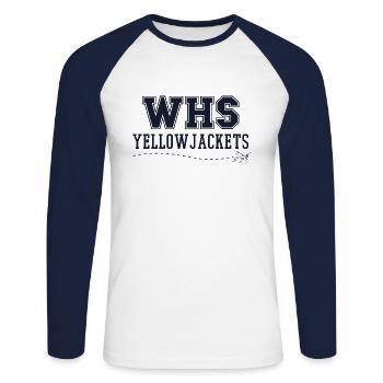 WHS Yellowjackets - T-shirt baseball manches longues Homme - blanc/marine - Devant - Nik (191cm)