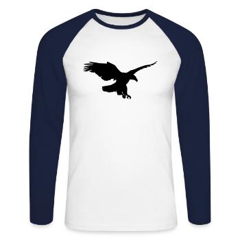 Adler - Eagle - Unisex Baseballshirt langarm - Weiß/Navy - Vorne - Nik (191cm)