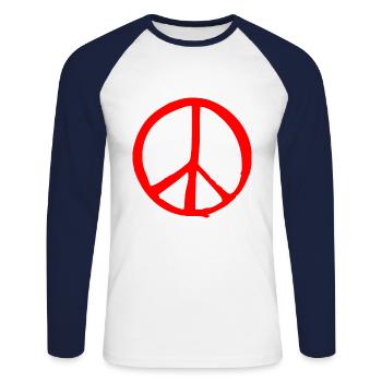 Peace - T-shirt baseball manches longues Homme - blanc/marine - Devant - Nik (191cm)