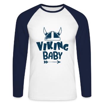 vinking bébé Bébé Danemark Bébé Suède Bébé - T-shirt baseball manches longues Homme - blanc/marine - Devant - Nik (191cm)
