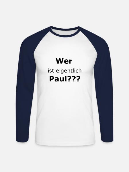 Who is Paul? - Unisex Long Sleeve Baseball T-Shirt - white/navy