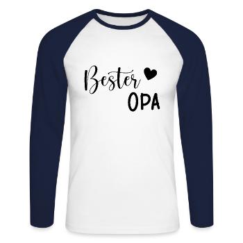 Bester Opa Geschenkidee - Unisex Baseballshirt langarm - Weiß/Navy - Vorne - Nik (191cm)