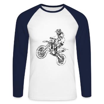 Motocross rider who jumps - Unisex Long Sleeve Baseball T-Shirt - white/navy - Front - Nik (191cm)