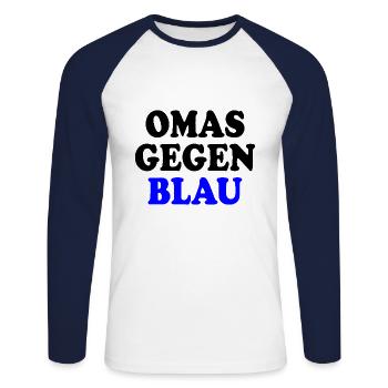 Omas gegen blau - Unisex Baseballshirt langarm - Weiß/Navy - Vorne - Nik (191cm)
