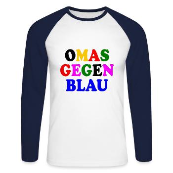 Omas gegen blau - Unisex Baseballshirt langarm - Weiß/Navy - Vorne - Nik (191cm)