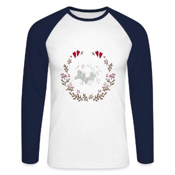 Bébé ours polaire - T-shirt baseball manches longues Homme - blanc/marine - Devant - Nik (191cm)