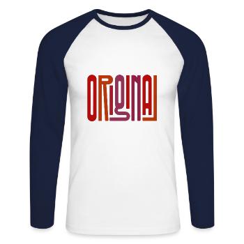 original - Unisex Long Sleeve Baseball T-Shirt - white/navy - Front - Nik (191cm)
