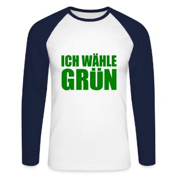 je choisis le vert - T-shirt baseball manches longues Homme - blanc/marine - Devant - Nik (191cm)