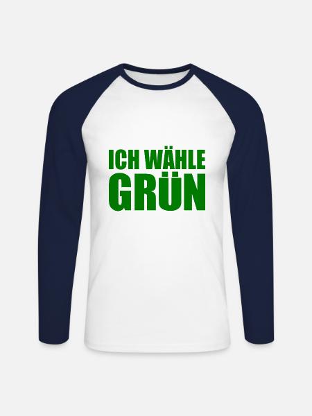 I choose green - Unisex Long Sleeve Baseball T-Shirt - white/navy