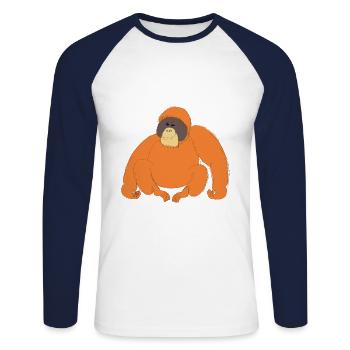 Orangutan orangutan rainforest monkey gift - Unisex Long Sleeve Baseball T-Shirt - white/navy - Front - Nik (191cm)