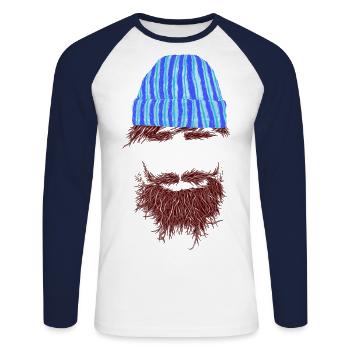 hipster bart - Unisex Baseballshirt langarm - Weiß/Navy - Vorne - Nik (191cm)