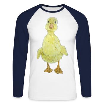 Duckling Chick - Unisex Long Sleeve Baseball T-Shirt - white/navy - Front - Nik (191cm)