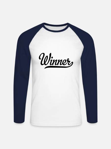 winner - Unisex Long Sleeve Baseball T-Shirt - white/navy