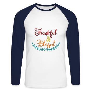 Herbst goldene Jahreszeit - Unisex Baseballshirt langarm - Weiß/Navy - Vorne - Nik (191cm)