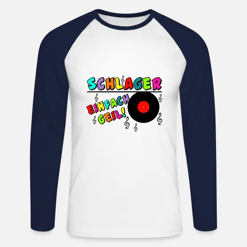 Schlager einfach geil ............................ - Unisex Baseballshirt langarm - Weiß/Navy