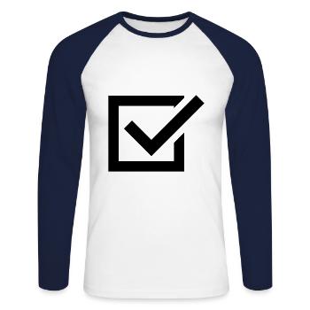 ja nein ankreuzen - Unisex Baseballshirt langarm - Weiß/Navy - Vorne - Nik (191cm)