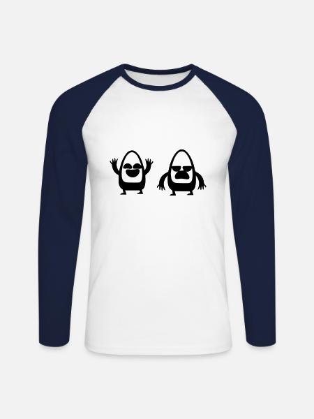 Laugh cry - Unisex Long Sleeve Baseball T-Shirt - white/navy