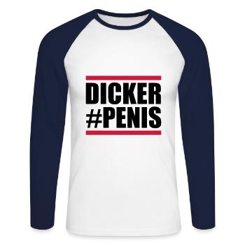 Thick penis funny saying - Unisex Long Sleeve Baseball T-Shirt - white/navy - Front - Nik (191cm)