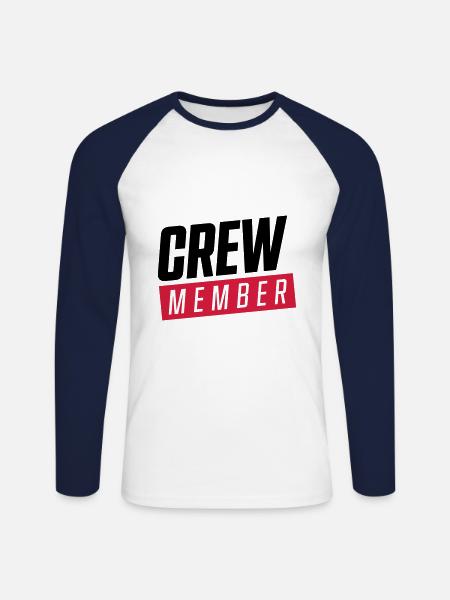 crew member - Unisex Long Sleeve Baseball T-Shirt - white/navy