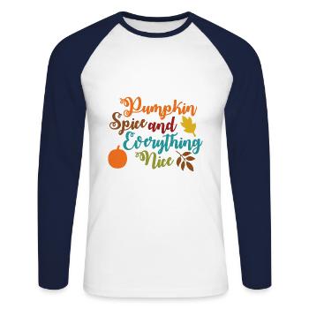 Herbst Jahreszeit Oktober September November - Unisex Baseballshirt langarm - Weiß/Navy - Vorne - Nik (191cm)