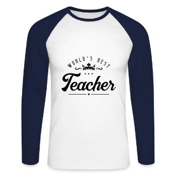 Mondial Meilleur Enseignant Enseignant - T-shirt baseball manches longues Homme - blanc/marine - Devant - Nik (191cm)