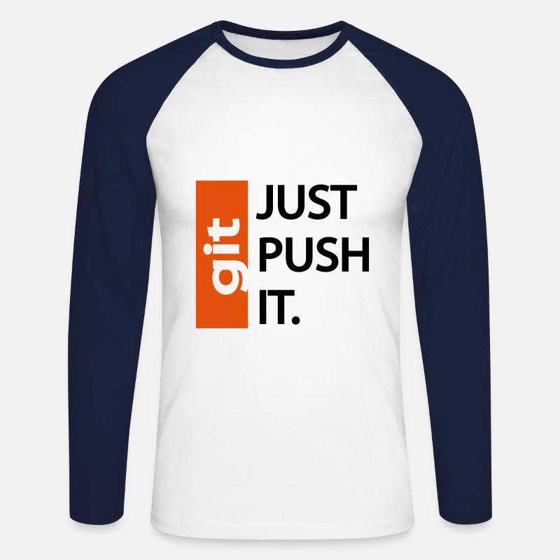 git pull - Unisex Long Sleeve Baseball T-Shirt - white/navy
