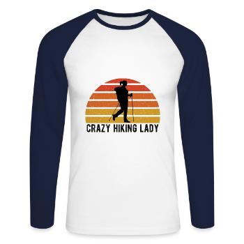 hike - Unisex Long Sleeve Baseball T-Shirt - white/navy - Front - Nik (191cm)
